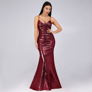 Evening Dress Long Sparkle Ever Pretty 2019 New V-Neck Women Elegant EP08999 Sequin Mermaid Maxi Gold Evening Party Gown Dress