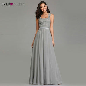 Burgundy Bridesmaid Dresses Elegant Long A-Line Chiffon Wedding Guest Dresses Ever Pretty EZ07704 Grey Simple Vestido Longo