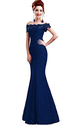 2019 Dusty Pink Long Evening Dress Party Women Lace Mermaid Boat Neck Evening Gown Beaded Formal Dresses Robe de Soiree Longue