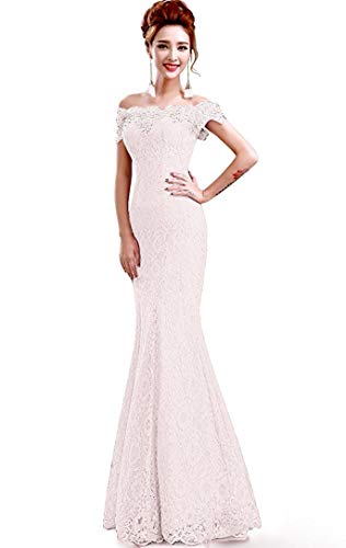 2019 Dusty Pink Long Evening Dress Party Women Lace Mermaid Boat Neck Evening Gown Beaded Formal Dresses Robe de Soiree Longue