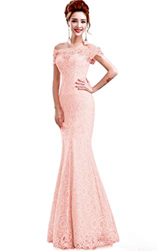 2019 Dusty Pink Long Evening Dress Party Women Lace Mermaid Boat Neck Evening Gown Beaded Formal Dresses Robe de Soiree Longue