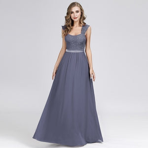 Burgundy Bridesmaid Dresses Elegant Long A-Line Chiffon Wedding Guest Dresses Ever Pretty EZ07704 Grey Simple Vestido Longo